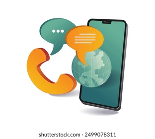 Communication concept with mobile phone and speech bubbles