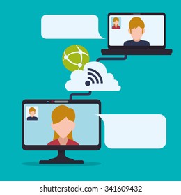 Communication concept with online icons design, vector illustration 10 eps graphic