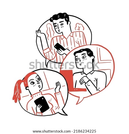Communication concept: People are discussing through communication tool on bubbles