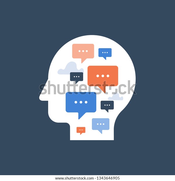 Communication Concept Public Speaking Self Reflection Stock Vector