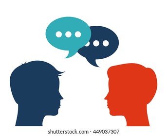 Communication concept represented by human head and bubble design. Colorfull and Flat illustration. 