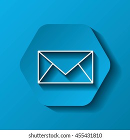 Communication concept represented by white email icon. Colorfull and flat illustration. Hexagon shape