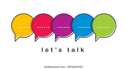 Communication concept shown with speech bubbles vector illustration, conference or briefing, blog public discussion, let’s talk.