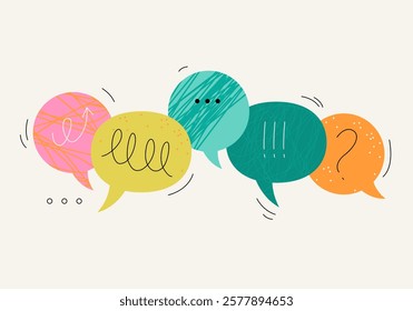 Communication Concept Speech Bubbles. Set of speech bubbles of different shapes and meanings. Speech Bubble, Discussion, Talking, Business, Communication