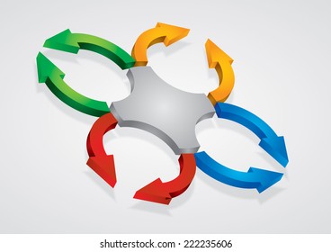 Communication concept, template with color arrows and copy space area