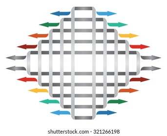 Communication concept, template with color arrows. Abstract illustration