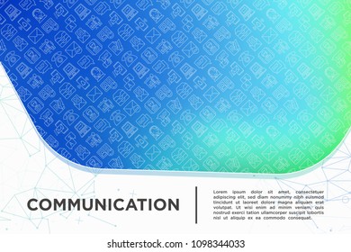 Communication concept with thin line icons: email, phone, chat, contacts, comment, inbox, translator,presentation, message, screen share, support. Modern vector illustration, template for web page.