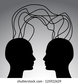Communication concept - two heads connection vector