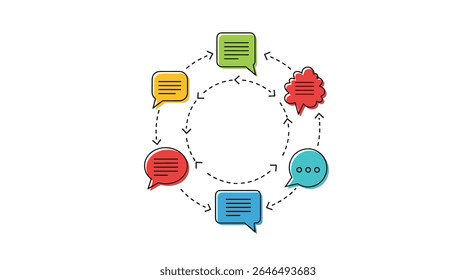 Communication concept vector design illustrating dialogue exchange between people and sharing ideas together