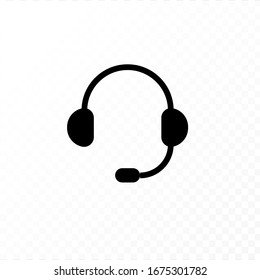 Communication concept. Vector flat outline icon illustration. Black and white isolated on transparent background. Headset sign. Design element for web, ui, button, website, logo., customer service.