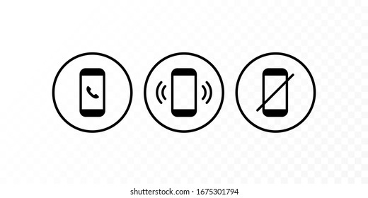 Communication concept. Vector flat outline icon set illustration. Black and white on transparent background. Smart phone call sign in cirlce. Design element for web, ui, button, website, logo.