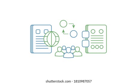 Communication concept for web and infographic. Linear design style modern vector illustration. The word communication