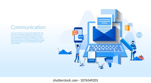 Communication Concept for web page, banner, presentation, social media, documents, cards, posters. Vector illustration