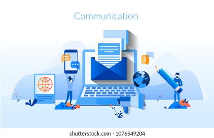 Communication Concept for web page, banner, presentation, social media, documents, cards, posters. Vector illustration