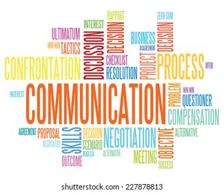 Communication concept in word tag cloud isolated on white background