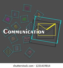 Communication concepts web protection with flat style, vector illustration with icons
