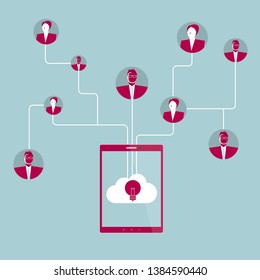 Communication concept.Social network. Isolated on blue background.