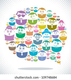Communication: Conceptual illustration of communication. No transparency and gradients used.