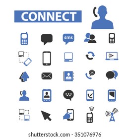 Communication, connect,  business talking, calling, chat, phone, message, contact, technology, gadget, telephone, connection, technology, mobile icons, signs vector set
