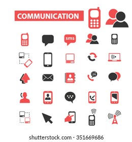 Communication, connect,  business talking, calling, chat, phone, message, contact, technology, gadget, telephone, connection, technology, mobile icons, signs vector set
