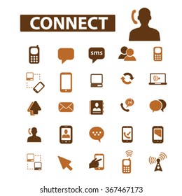 Communication, connect,  business talking, calling, chat, phone, message, contact, technology, gadget, telephone, connection, technology, mobile icons, signs vector set
