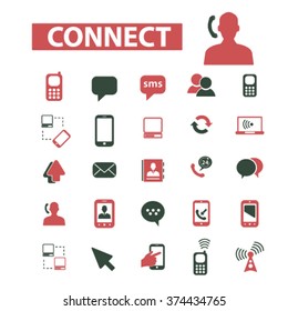 Communication, connect,  business talking, calling, chat, phone, message, contact, technology, gadget, telephone, connection, technology, mobile icons, signs vector set
