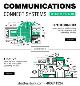Communication connect social technology pack. Modern thin media line icons. Professional production in business  elements of conversation. High quality vector symbol. Stroke pictogram for web design.