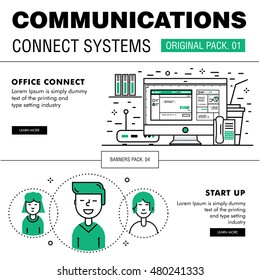 Communication connect social technology pack. Modern thin media line icons. Professional production in business  elements of conversation. High quality vector symbol. Stroke pictogram for web design.