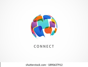 Communication, connect the world concept design, abstract logo template 
