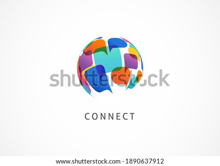 Communication, connect the world concept design, abstract logo template 