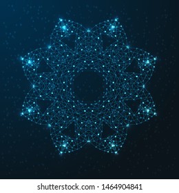 Communication, connection concept. Modern futuristic low polygona, line point round pattern floral