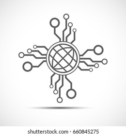 Communication and connection element. Futuristic technology sign.