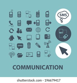 communication, connection icons set, vector