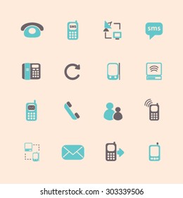 communication, connection icons set, vector