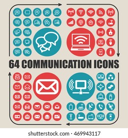Communication and connection icons. Social network vector graphic. Speak and talk web objects.