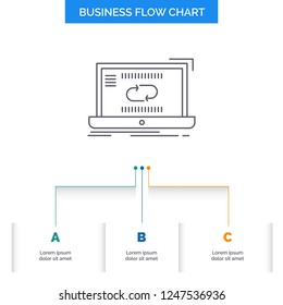 Communication, connection, link, sync, synchronization Business Flow Chart Design with 3 Steps. Line Icon For Presentation Background Template Place for text