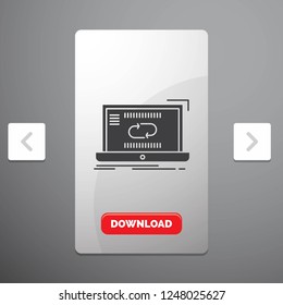 Communication, connection, link, sync, synchronization Glyph Icon in Carousal Pagination Slider Design & Red Download Button