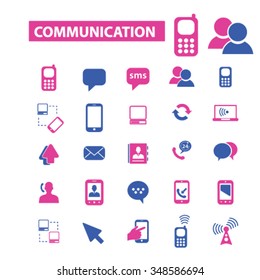 comunicación, conexión, iconos de red, señales de concepto vectorial establecido para infografías, móviles, sitio web, aplicación
