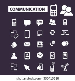 comunicación, conexión, iconos de red, señales de concepto vectorial establecido para infografías, móviles, sitio web, aplicación
