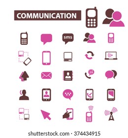 comunicación, conexión, iconos de red, señales de concepto vectorial establecido para infografías, móviles, sitio web, aplicación
