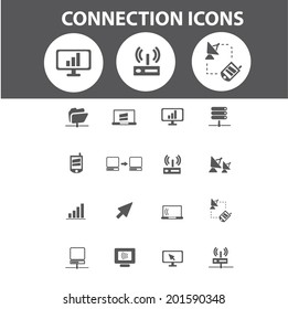 communication, connection, network, internet icons, signs set, vector