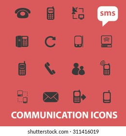 communication, connection, technology concept icons, signs set, vector