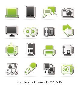 Communication and connection technology icons - vector icon set