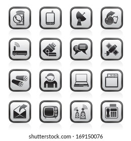 Communication, connection  and technology icons - vector icon set