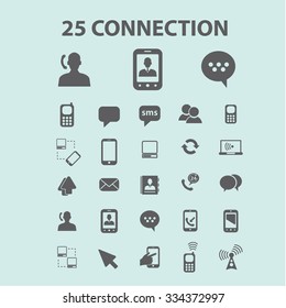 comunicación, conexión, tecnología, íconos móviles, señales de vectores conjunto de concepto para infografías, móviles, sitios web, aplicación
