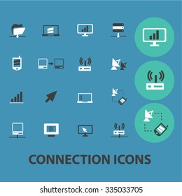 communication, connection, technology, mobile  icons, signs vector concept set for infographics, mobile, website, application

