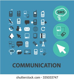 communication, connection, technology, mobile  icons, signs vector concept set for infographics, mobile, website, application
