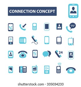 comunicação, conexão, tecnologia, ícones móveis, sinais vetor conceito definido para infográficos, móvel, site, aplicativo
