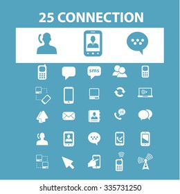 communication, connection, technology, mobile  icons, signs vector concept set for infographics, mobile, website, application
