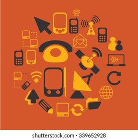 Kommunikation, Verbindung, Technologie, mobile Symbole, Vektorgrafiken-Konzept-Set für Infografiken, Mobilfunk, Website, Anwendung
